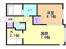 アンコール・豊平公園 1LDKの間取図画像