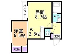 ウィングッド月寒中央 1LDKの間取図画像