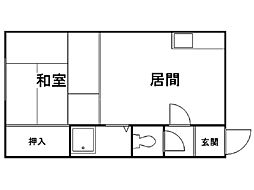コーポ白樺 1DKの間取図画像