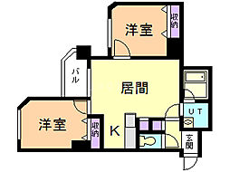 フォンテーヌ豊平 2LDKの間取図画像