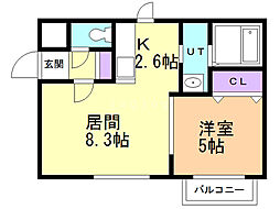 ベルリネッタ豊平 1LDKの間取図画像