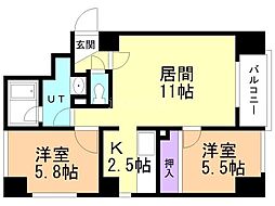 コートロティ石山 2LDKの間取図画像