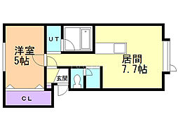 ピースドムールA 1LDKの間取図画像