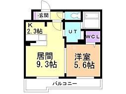 レジデンス北野ヒルズ2 1LDKの間取図画像