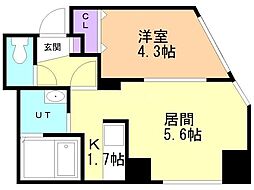 ラポム美園 1LDKの間取図画像