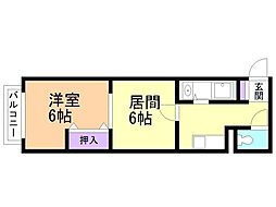 ルワズイール中の島 1DKの間取図画像