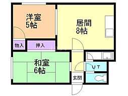 第6北海マンション 2DKの間取図画像