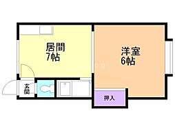マクセル16/100 1DKの間取図画像