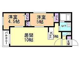 Raffine南平岸3 2LDKの間取図画像