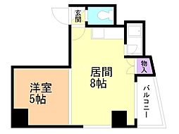 パークヒルズ美園 1DKの間取図画像