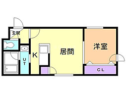 カソスソール美園 1LDKの間取図画像