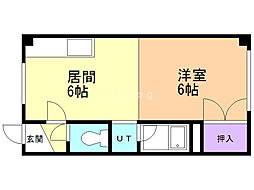 ローヤルハイツ南平岸A棟 1DKの間取図画像