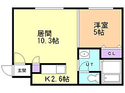 Cube美園7-1 1LDKの間取図画像