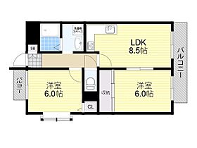 大阪府大阪市東淀川区豊新１丁目（賃貸マンション2LDK・4階・50.05㎡） その2