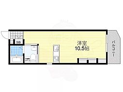阪急千里線 豊津駅 徒歩10分の賃貸マンション 3階ワンルームの間取り
