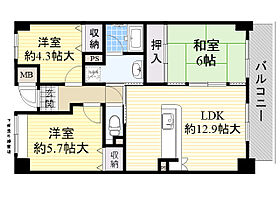 大阪府吹田市藤が丘町18番1号（賃貸マンション3LDK・4階・65.56㎡） その2