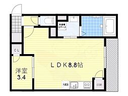 阪急千里線 千里山駅 徒歩12分の賃貸アパート 2階1LDKの間取り