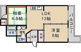 大阪府豊中市熊野町４丁目（賃貸マンション2LDK・5階・52.00㎡） その2