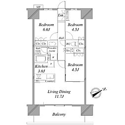 レーベン清瀬THETOWER 3LDKの間取図画像
