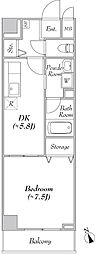 ハイグレード椿 1DKの間取図画像
