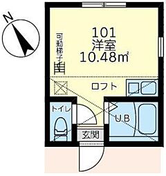 JR京浜東北・根岸線 山手駅 徒歩16分の賃貸アパート 1階ワンルームの間取り