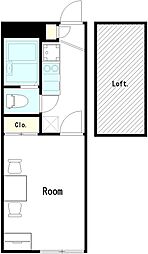 上九沢 2階1Kの間取り