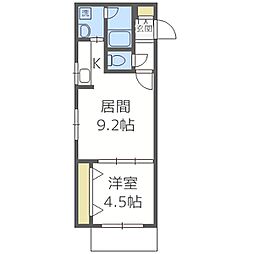 パレスニーノ美園 1LDKの間取図画像