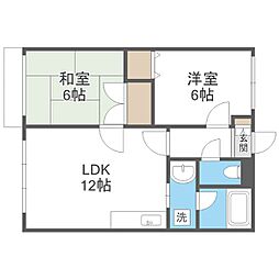 ソシアルコート伏見 2LDKの間取図画像