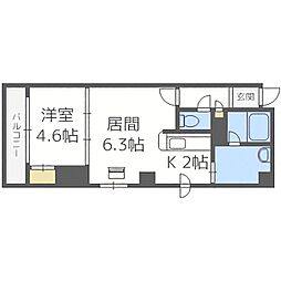 サンリッチ南5条 1LDKの間取図画像