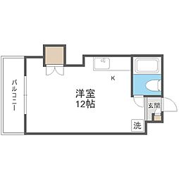メトロサイドコーポ ワンルームの間取図画像