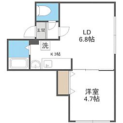 ラ・フレール 1LDKの間取図画像