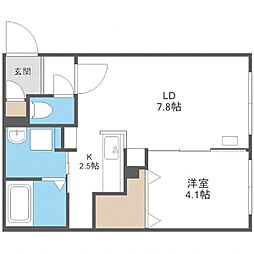 veelgeluk 1LDKの間取図画像