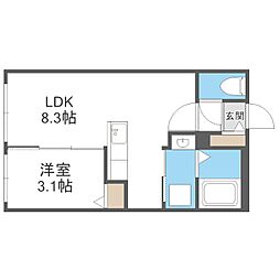 札幌市営南北線 平岸駅 徒歩4分の賃貸マンション 4階1LDKの間取り