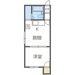 ネスト南13条 1DKの間取図画像