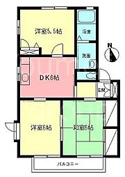 コージーコートB 3DKの間取図画像