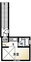 第2渡邉ハイツ 1Kの間取図画像