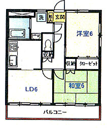 コーポ南町 2LDKの間取図画像