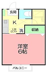 トランベール秦野 1Kの間取図画像