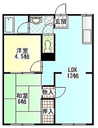 フォーブル酒匂D 2LDKの間取図画像
