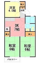 プラム・ハイツC 3DKの間取図画像