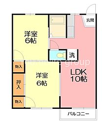 大澤ハイツ 2LDKの間取図画像