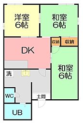 コーポ山室B 3DKの間取図画像