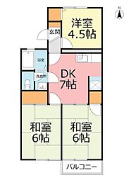 プラム・ハイツA 3DKの間取図画像
