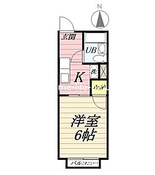 シティハイムエクセル1 1Kの間取図画像
