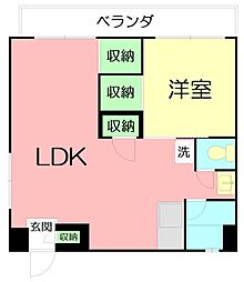 的場マンション 1LDKの間取図画像