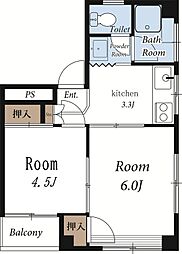 北村ビル 2Kの間取図画像