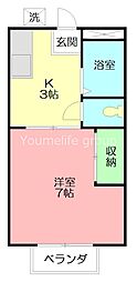 ハイツ萩原 1Kの間取図画像