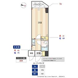 サニークレスト湘南平塚 1Kの間取図画像