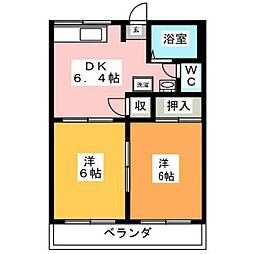 久松ハイツ 2DKの間取図画像