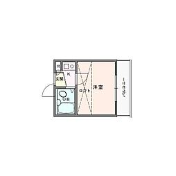 サーフ松風町 1Kの間取図画像
